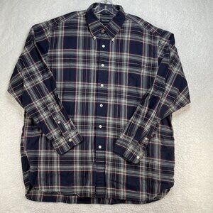 Nautica Mens Black Gray Red Plaid Flannel Shirt XLarge Long Sleeve Cotton Shirt